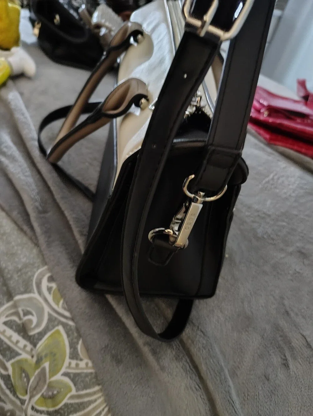 BCGC Two-Tone Black and Cream Satchel Handbag